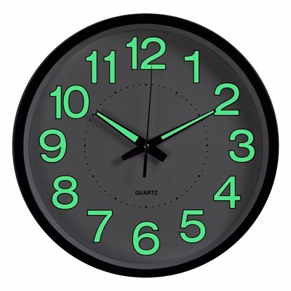 VOGREX Multicolour Luminous Wall Clock, Silent Digital Quartz with Glow in the Dark Feature, Diameter: 30 cm – 3