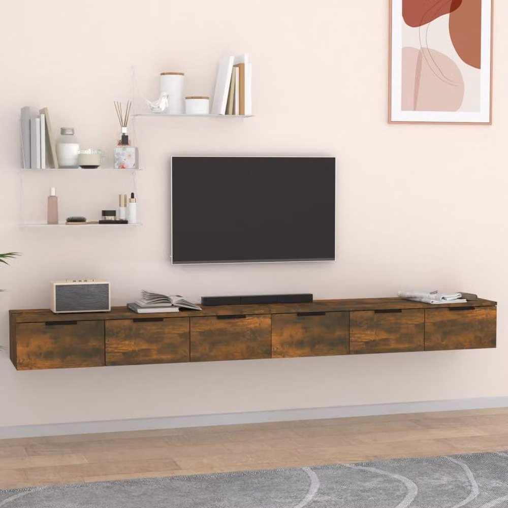 Berkfield Home Set of 2 Wall Mounted Cabinets in Smoked Oak Brown, W/D/H: 102 x 30 x 20 cm – 1