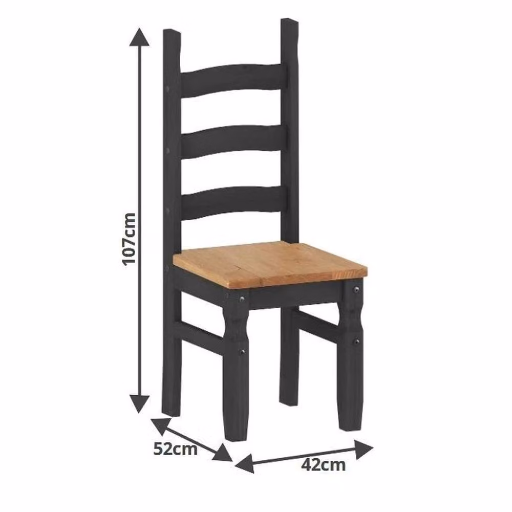 FORGEVIO Set of 2 Charcoal Slat Back Dining Chairs in Solid Waxed Pine Wood – 2