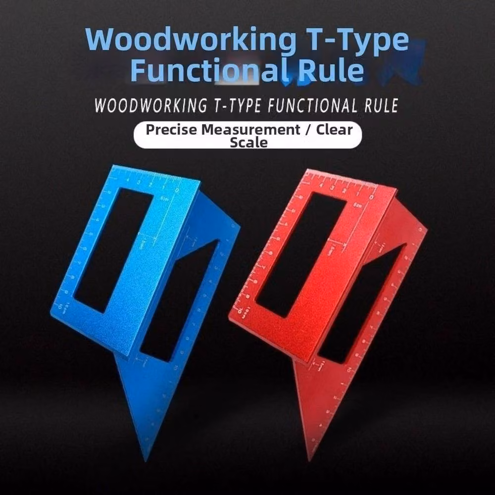 FLAVORA Red Aluminum Alloy 45/90 Degree Angle Woodworking Square, W: 520 mm, L: 10000 mm – 3