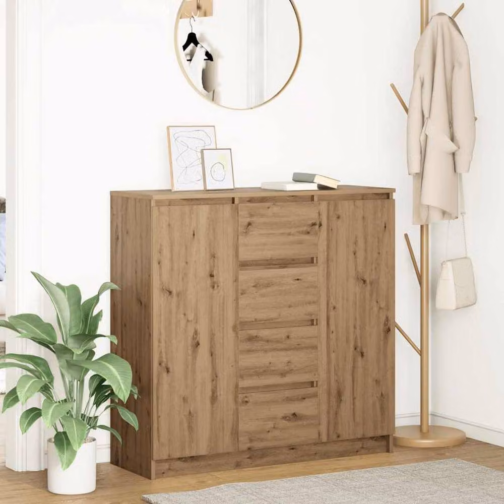 Berkfield Home Artisan Oak Sideboard with Drawers in Brown, W/D/H: 100.5 x 35 x 98.5 cm – 2