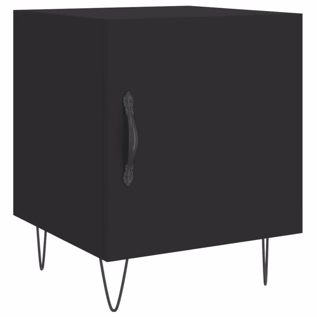 Berkfield Home Set of 2 Modern Black Bedside Cabinets in Engineered Wood, W/D/H: 40 x 40 x 50 cm – 3