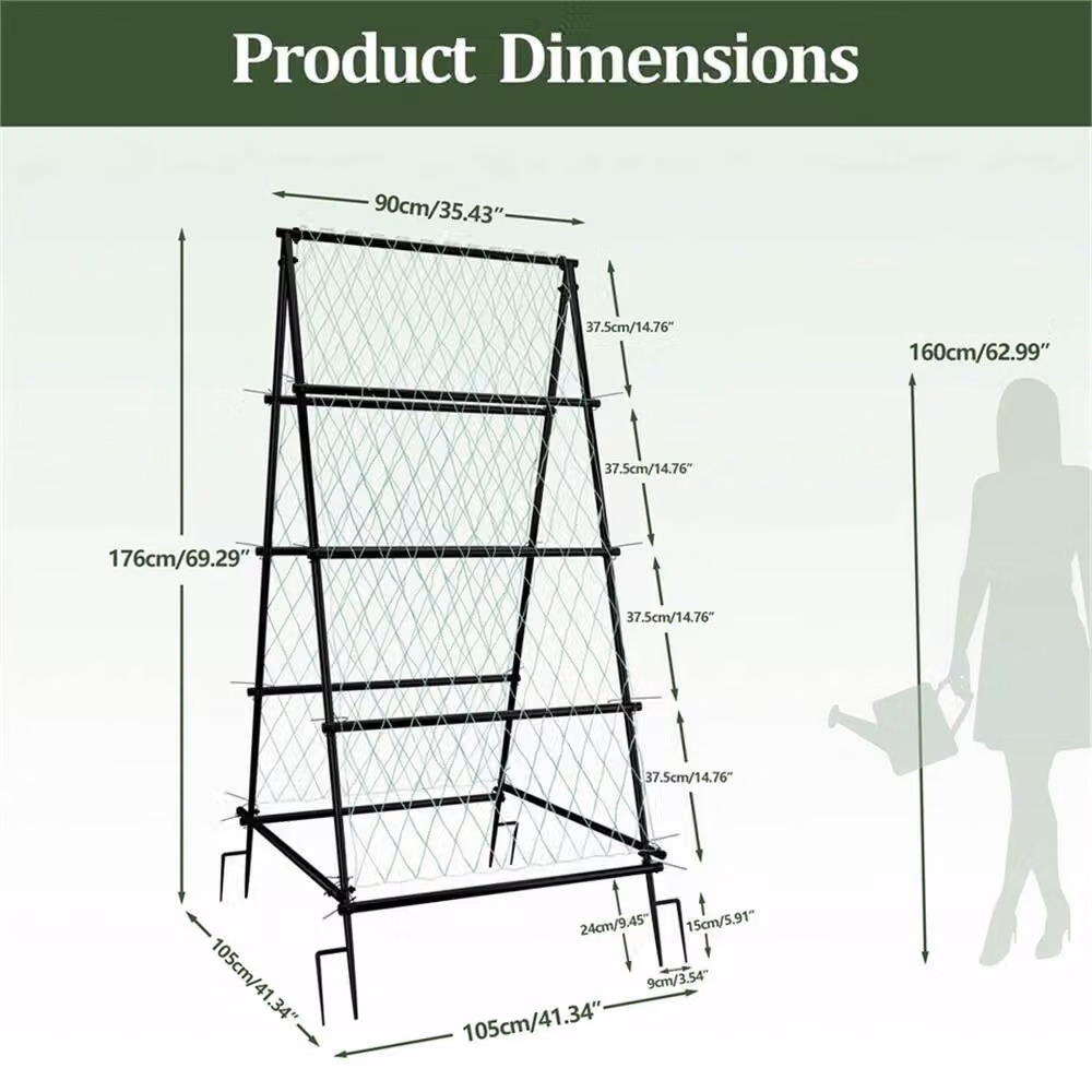 Nordara Large Trellis Plant Support Stand in Black, H: 176 cm x W: 90 cm – 2