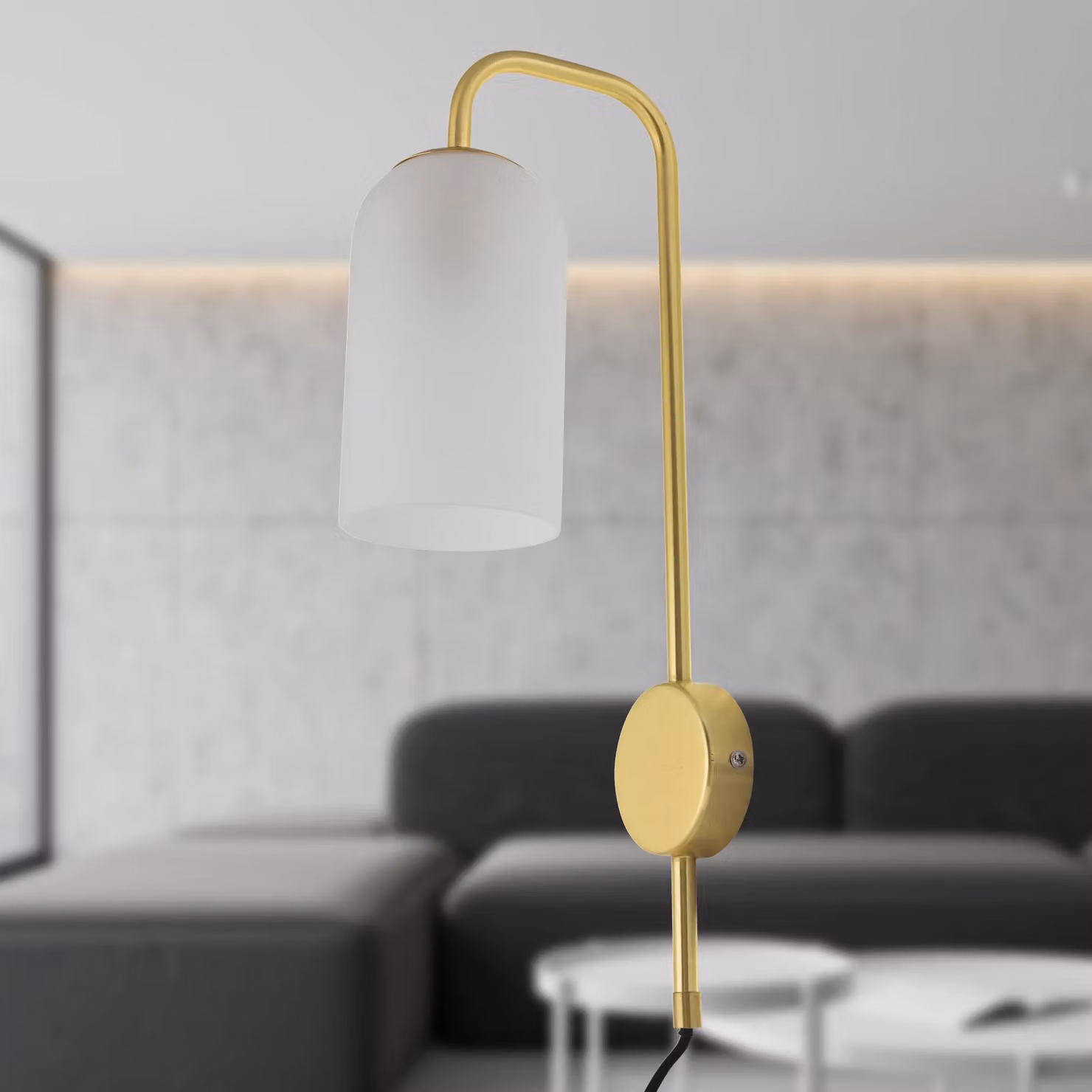 First Choice Lighting Victoria Plug in Wall Light with Gold Brass Finish and Glass Shade – 2