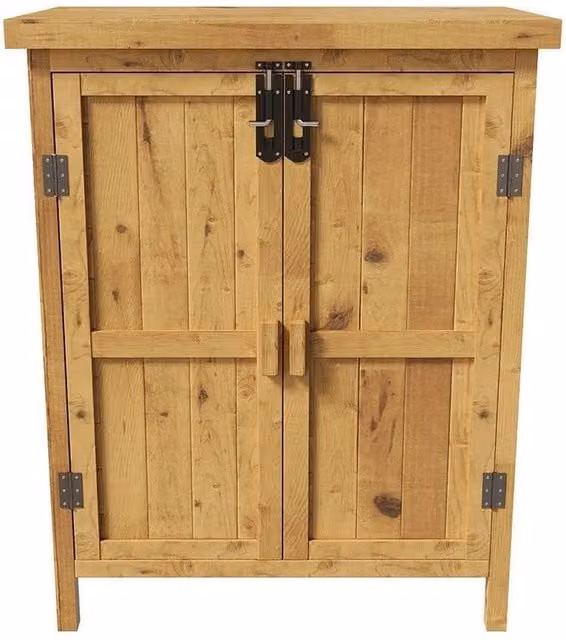 Kelvenix Rustic Wooden Garden Storage Cabinet in Brown, W/D/H: 73.5 x 43.5 x 87.0 cm – 1