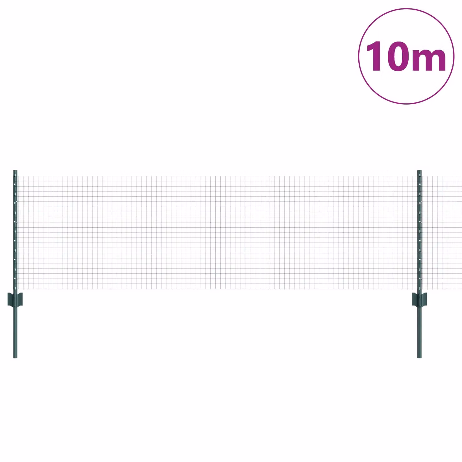 Berkfield Home Green Steel Welded Wire Fence with 5 U-Profile Posts, W: 10 m, H: 0.6 m – 2
