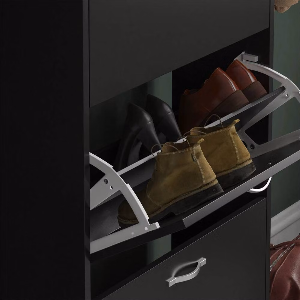 SPETLEK Modern 3 Drawer Black Matt Shoe Cabinet Storage Cupboard – 2