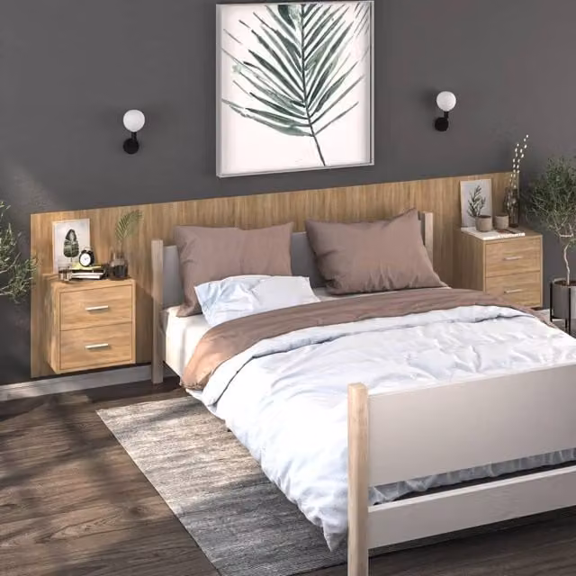 Berkfield Home Set of 2 Wall-mounted Bedside Cabinets in Sonoma Oak Brown – 1