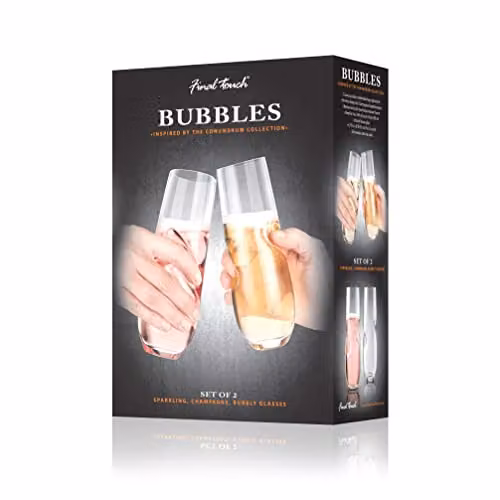 Final Touch Bubbles Transparent Stemless Champagne and Sparkling Wine Tumbler Glasses, Set of 2, 236 ml – 5