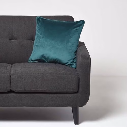 Homescapes Green Velvet Square Cushion with Microfibre Insert, W/D/H: 46 x 46 x 46 cm – 3