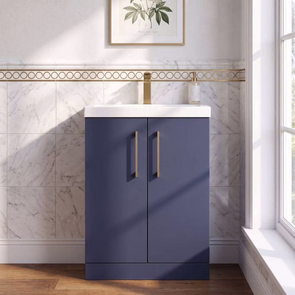 Balterley Contemporary Blue 2-Door Bathroom Floor Vanity Unit and Basin, W: 60 cm – 3