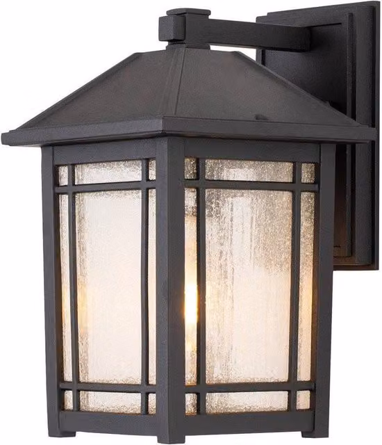 Quoizel Cedar Point Outdoor Wall Mounted Lantern in Black with Transparent Glass, IP44 Rated