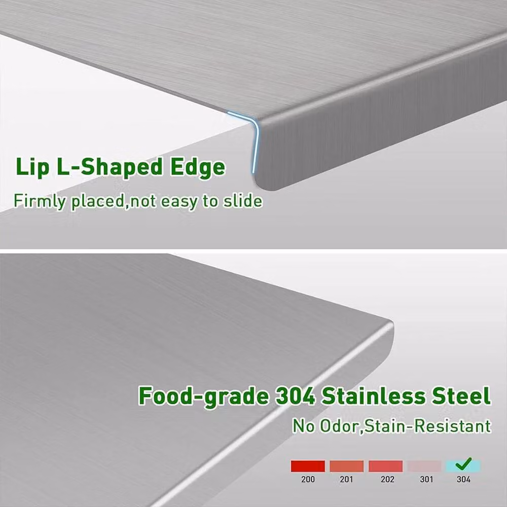 Nordara Folded Edge Stainless Steel Worktop Saver Chopping Board in Silver, W: 100 cm, D: 15 cm, H: 15 cm – 2