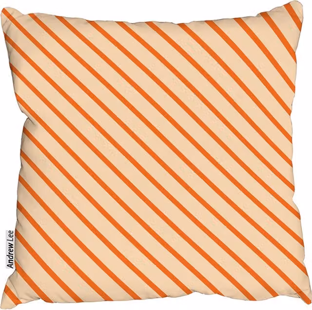 Andrew Lee Orange Striped Modern Square Cushion, W: 60 cm, H: 60 cm, D: 60 cm