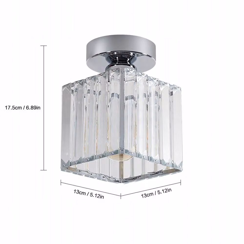 COMELY Square K9 Crystal Ceiling Light Chandelier in Silver with E27 Socket – 3