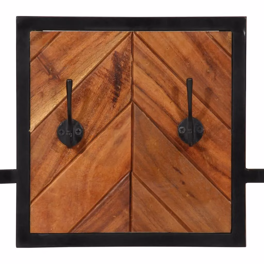 Berkfield Home Industrial Wall Coat Rack in Brown Acacia Wood and Iron, W/D/H: 90 x 1 x 35 cm – 4