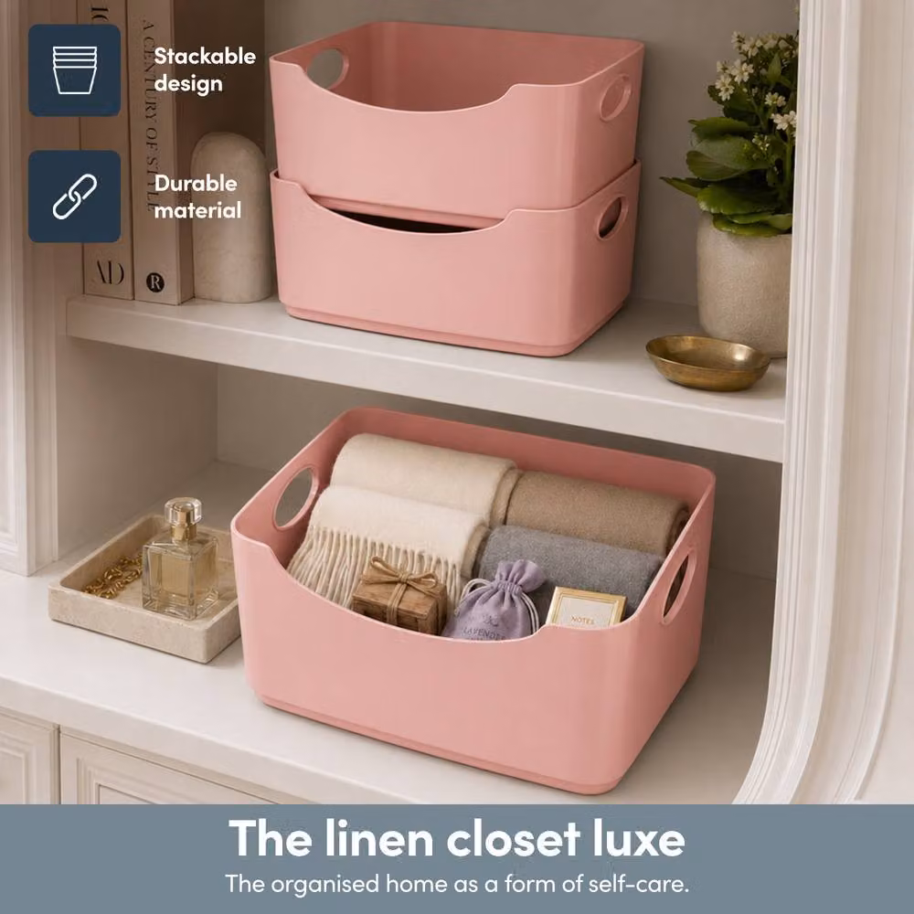 Keplin 6 Pack Pink Plastic Studio Storage Baskets with Handles – 3