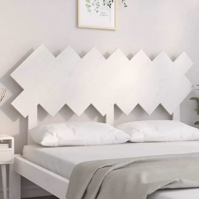 Berkfield Home Beautiful Bed Headboard in White Solid Wood Pine, W: 141 cm, D: 3 cm, H: 80.5 cm