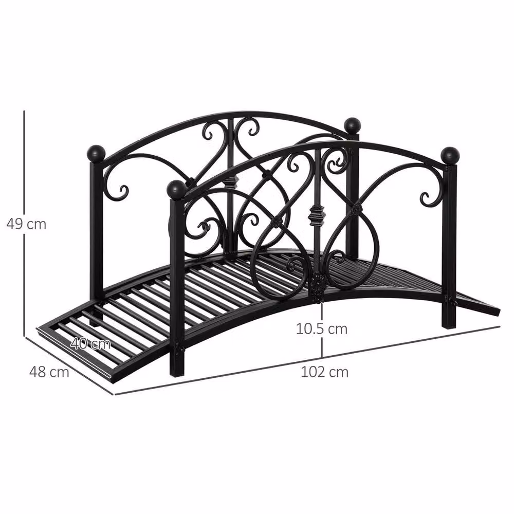 NESTLUNE Decorative Garden Bridge Classic Footbridge in Black W/D/H: 100 x 100 x 49 cm – 2