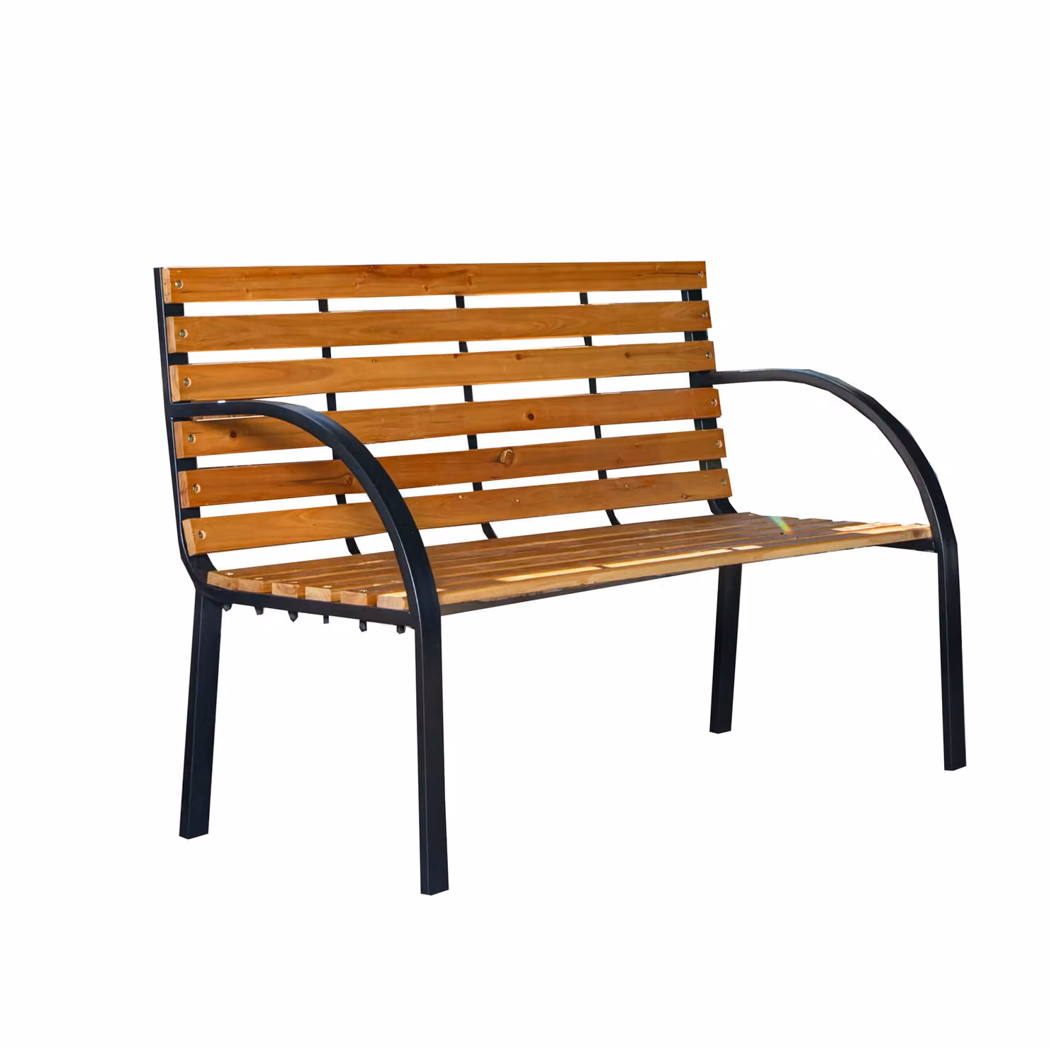 Samuel Alexander Ambleside 2 Person Outdoor Metal and Wood Garden Patio Bench in Brown and Black, W/D/H: 120 x 42 x 86 cm – 4