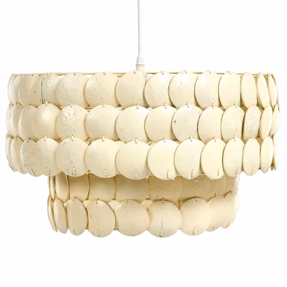 Wyld and Coco Beige Coconut Shell Boho Pendant Light – 2