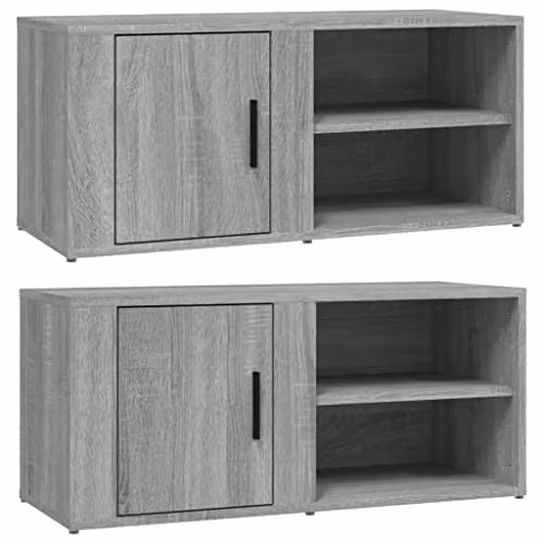 vidaXL Set of 2 Modern TV Cabinets in Grey Sonoma, W/D/H: 80 x 31.5 x 36 cm – 1