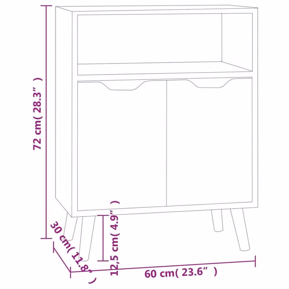 Berkfield Home High Gloss Black Sideboard in Engineered Wood W/D/H: 60 x 30 x 72 cm – 6
