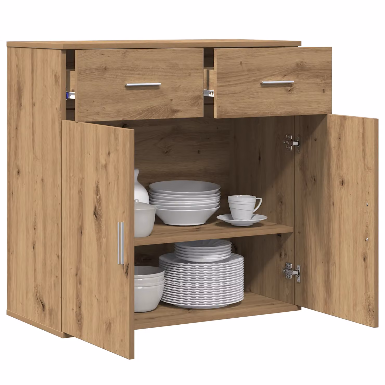 Berkfield Home Artisan Oak Sideboard in Brown with Drawer and Shelf Storage – 2