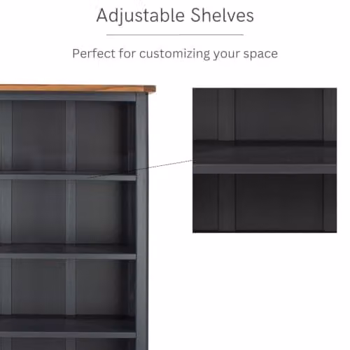 Core Products Dunkeld Tall Bookcase in Midnight Blue and Oak with Adjustable Shelves, H 180 x W 90 x D 30 cm – 4