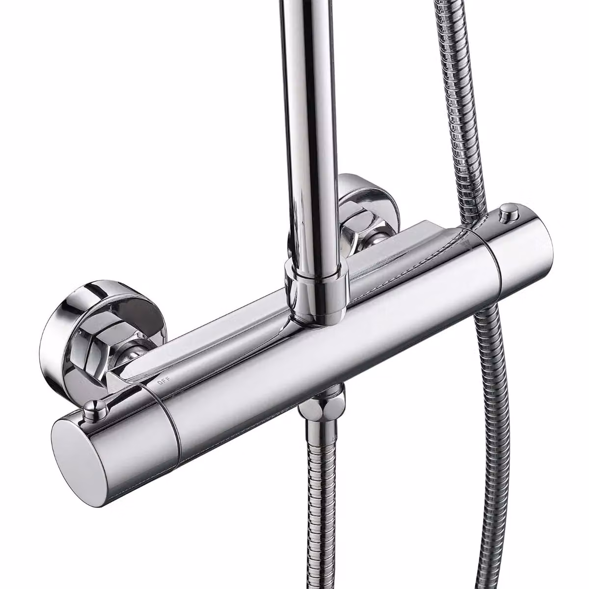 Nes Home Chrome Modern Exposed Thermostatic Shower Set with Rain Overhead Shower and Handheld Spray in Silver – 2