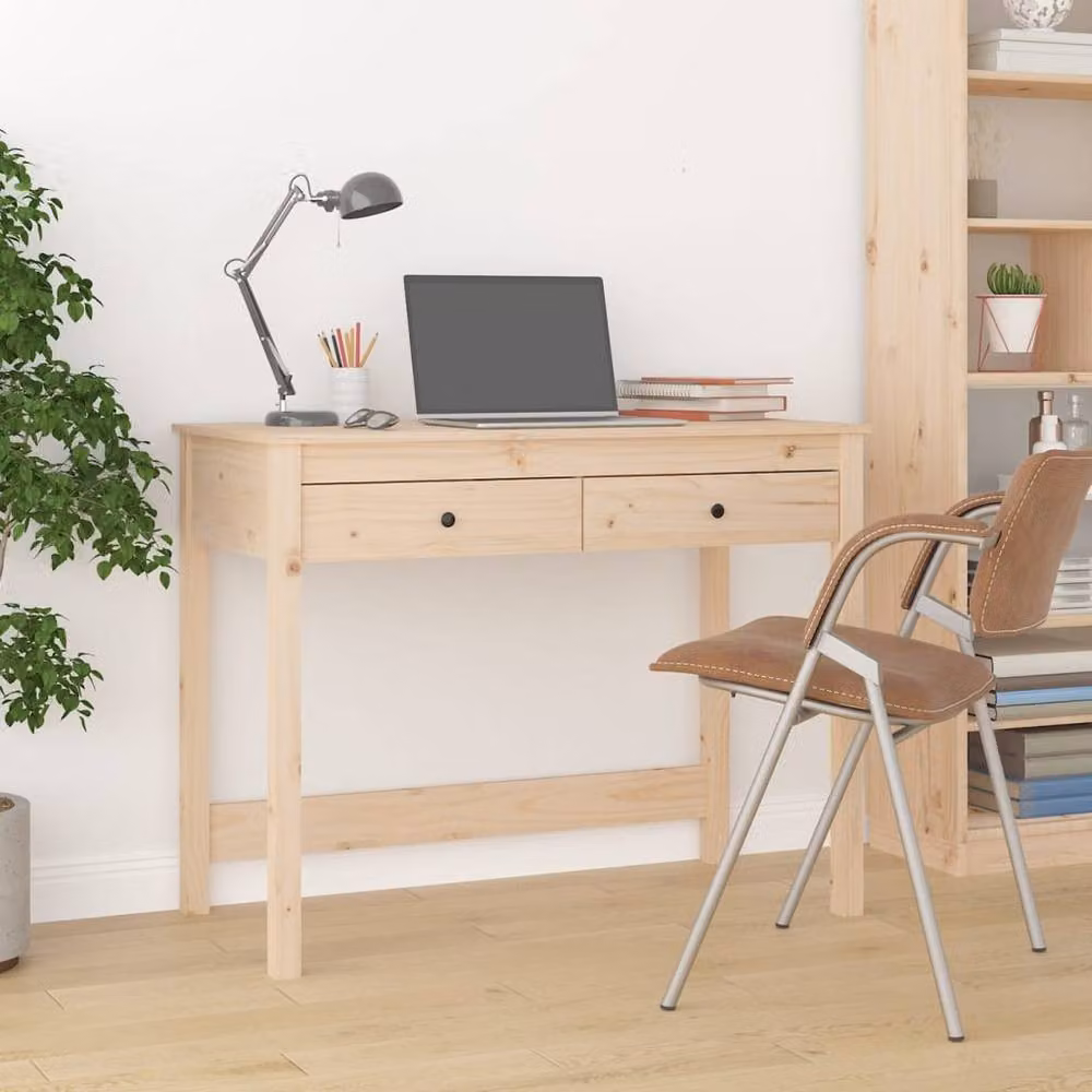 Berkfield Home Rustic Solid Pine Computer Desk in Brown, W/D/H: 100 x 50 x 78 cm – 2