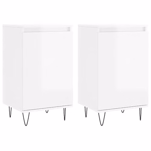 vidaXL Set of 2 Modern High Gloss White Sideboards in Engineered Wood, W/D/H: 40 x 35 x 70 cm – 1