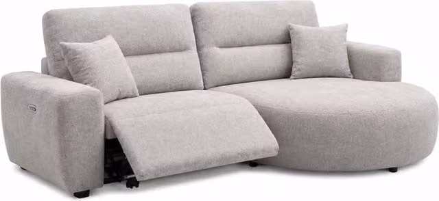 Furnishings For Less UK Denton Grey Right Hand Electric Recliner Chaise Sofa in Chenille Fabric – 1