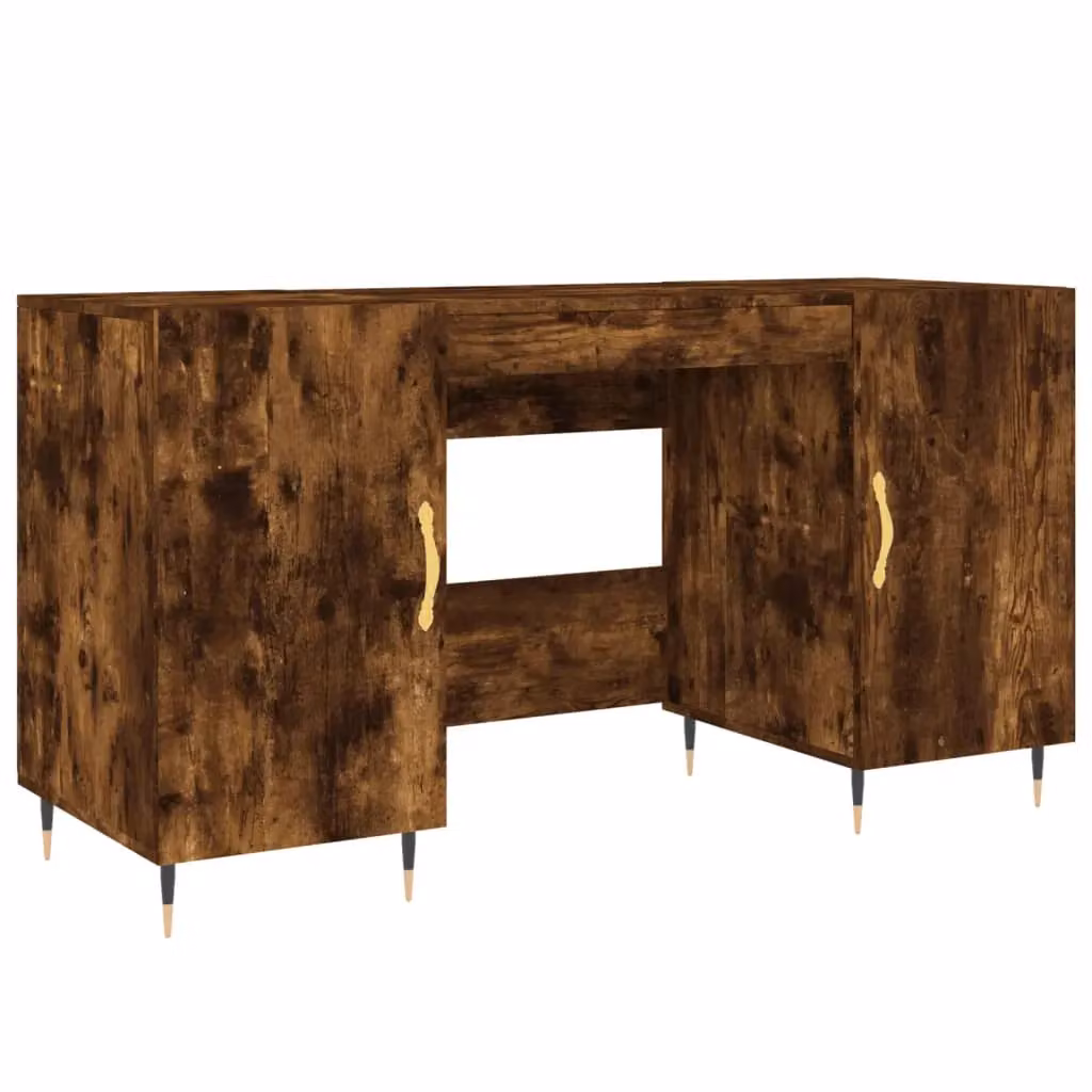 Berkfield Writing Desk in Smoked Oak and Brown, W/D/H: 140 x 50 x 75 cm – 2