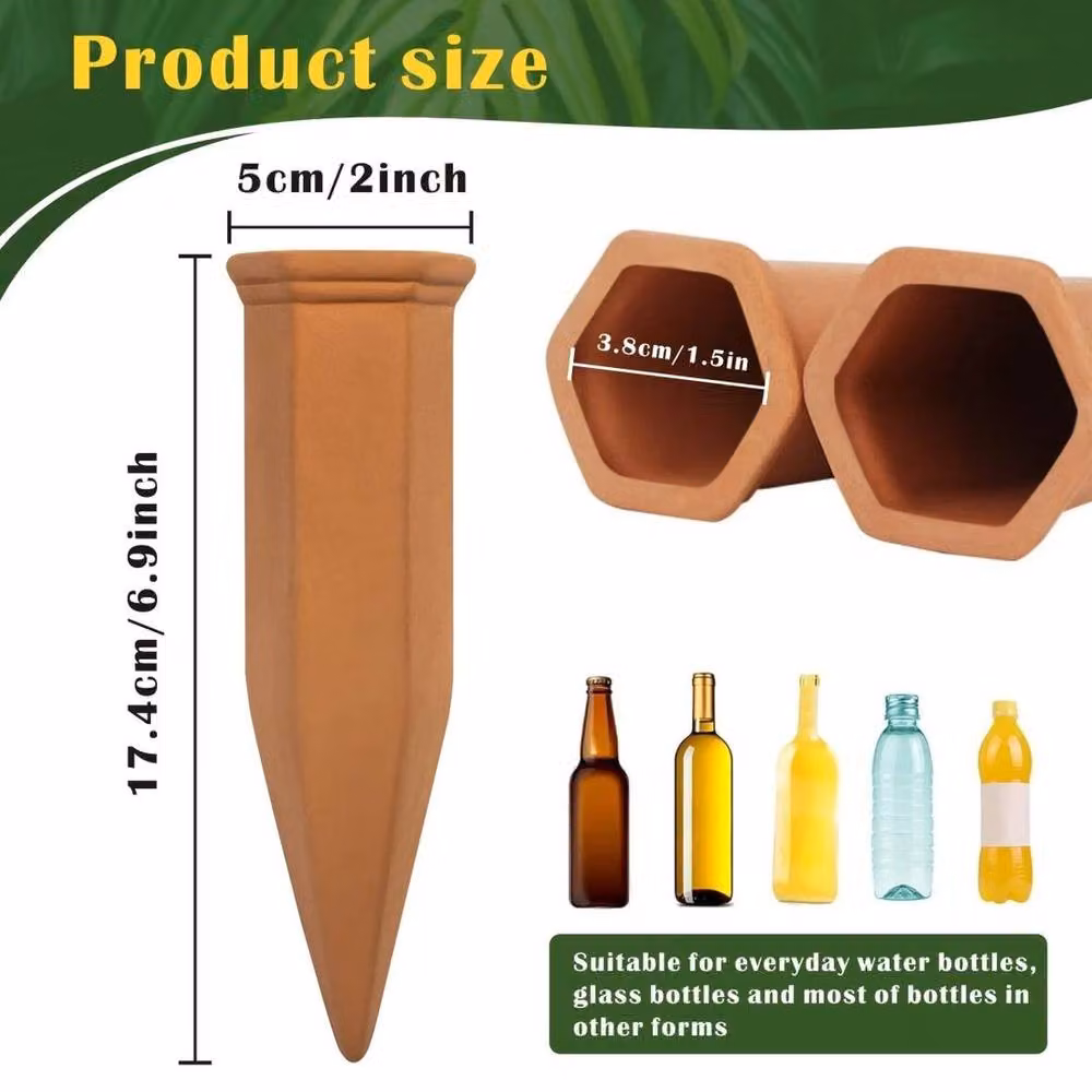KORVIXA 4-Piece Brown Terracotta Plant Watering Devices – 2