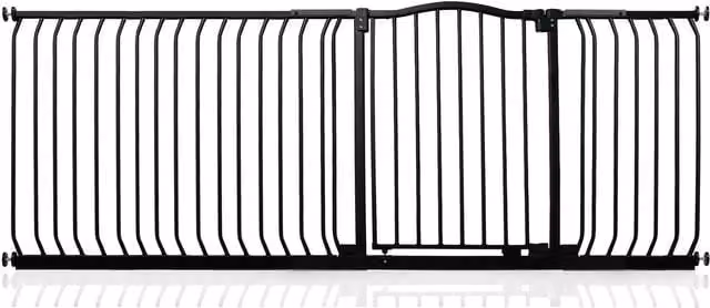 Safetots Curved Top Safety Gate in Matt Black, Extendable No-Drill Swing Door for Doors and Stairs, Width: 207 cm - 216 cm, Height: 75.6 cm