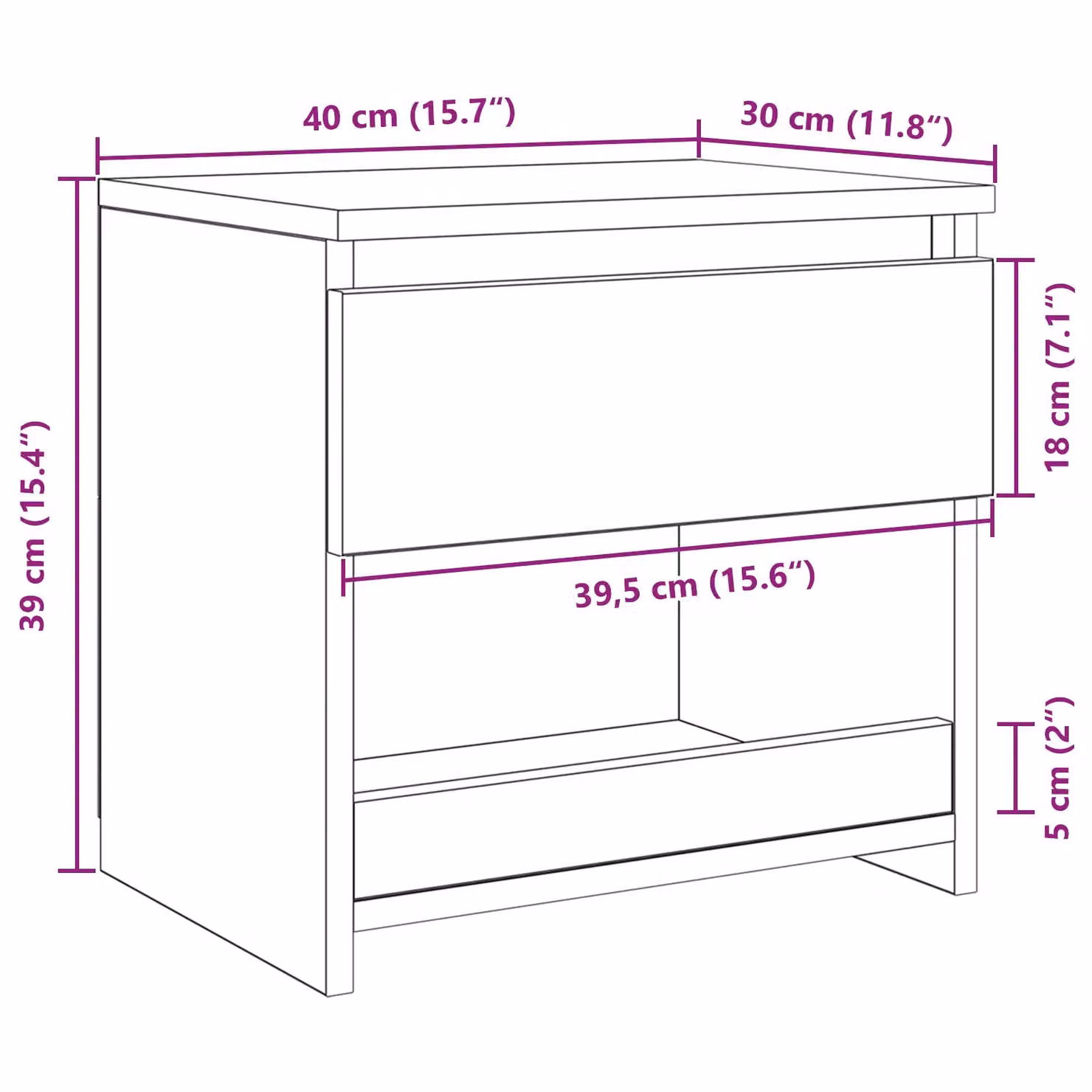 Berkfield Home Black Oak Nightstand in Black, W/D/H: 40 x 30 x 39 cm – 6