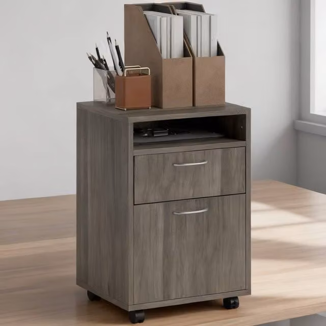 ERGOVEXA Mobile Filing Cabinet with 2 Lockable Drawers and Castors, Grey, W: 40.0 cm, D: 35.0 cm, H: 60.0 cm