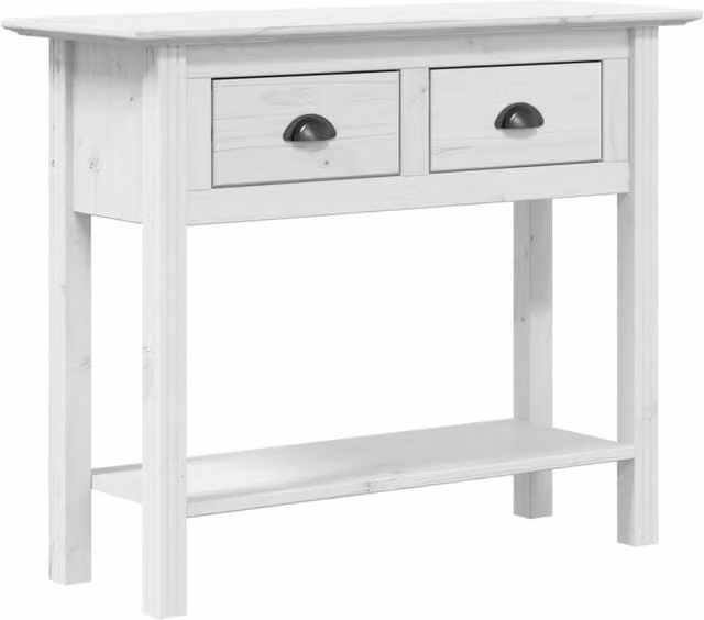 Berkfield Home BODO White Solid Wood Pine Console Table W: 90 cm, D: 34.5 cm, H: 73 cm – 1