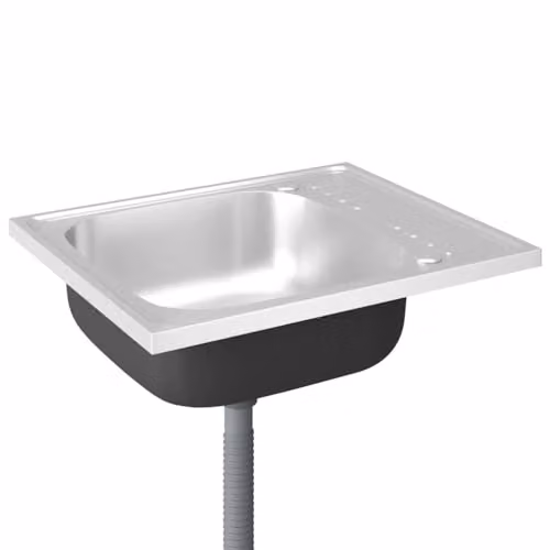 vidaXL Reversible Stainless Steel Kitchen Sink with Drainer Set, Silver, W: 60 cm, D: 50 cm, H: 15.5 cm – 1