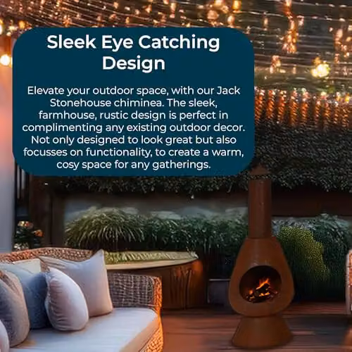 Jack Stonehouse Large Modern Outdoor Fire Chiminea, Rust Metal Wood Burner, Height: 110 cm – 5