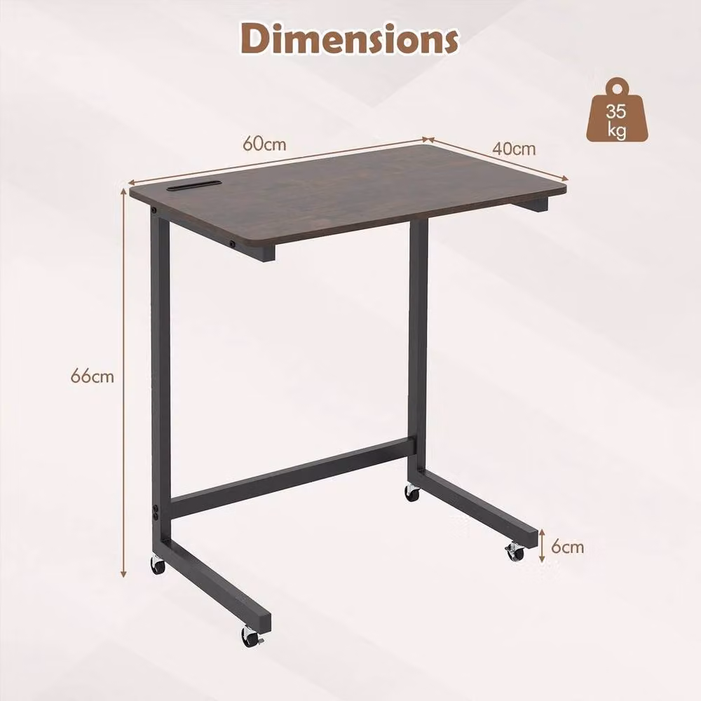 KORVIXA Mobile Bedside Table in Brown with Castors, W/D/H: 100 x 35 x 66 cm – 2
