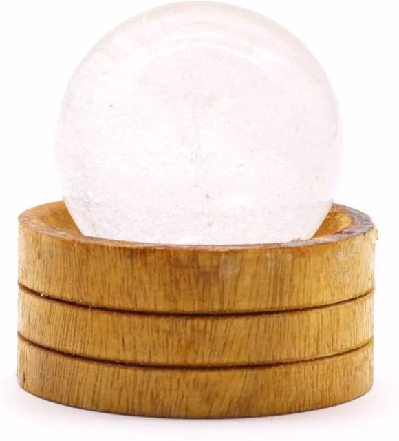 KDMD Transparent Clear Quartz Gemstone Sphere with Stand for Meditation and Display, Diameter: 5 cm