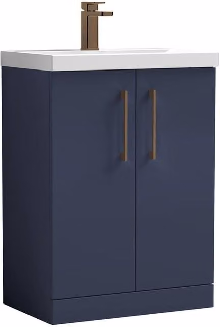 Balterley Contemporary Blue 2-Door Freestanding Bathroom Floor Vanity Unit and Basin, W: 60 cm