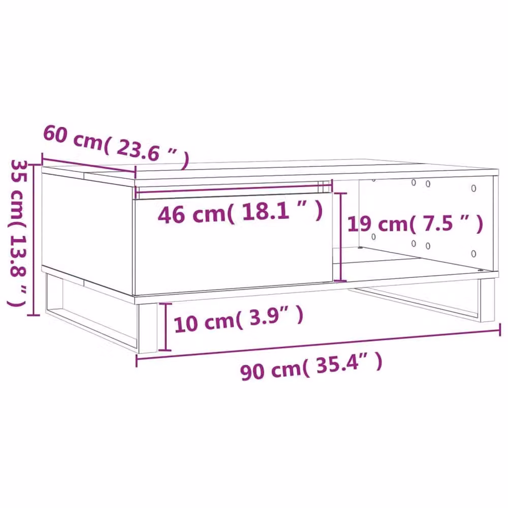 Berkfield Home Decorative Coffee Table in Concrete Grey, W/D/H: 90 x 60 x 35 cm – 4
