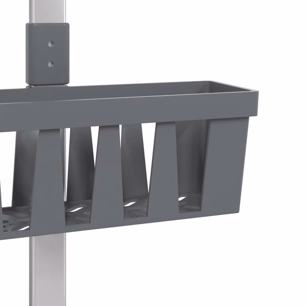 Berkfield Home Adjustable Aluminium Shower Hanger Shelf in Silver, W: 30 cm, D: 15 cm, H: 67-105 cm – 3