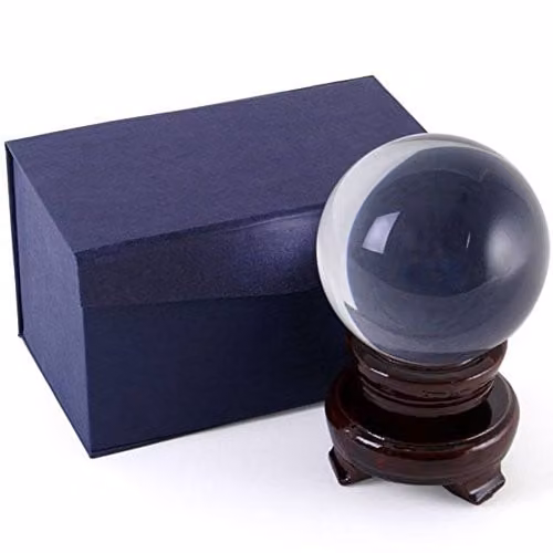 Something Different 8cm Transparent Crystal Ball with Wooden Stand – 1