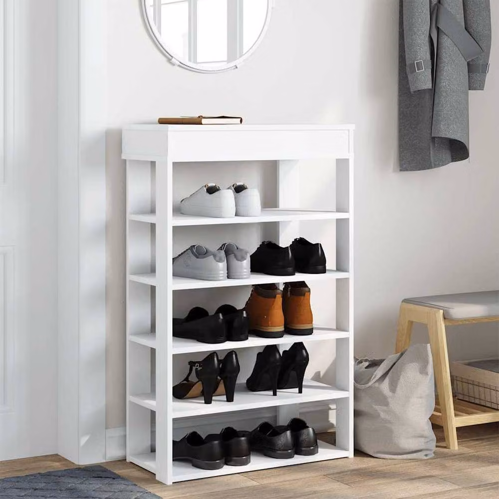 Berkfield Home White MDF Shoe Rack, W/D/H: 60 x 30 x 98 cm – 2