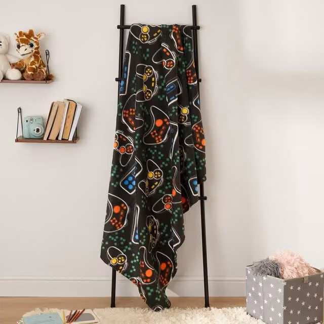 Dreamscene Black Fleece Throw Blanket, W: 120 cm, L: 150 cm – 1