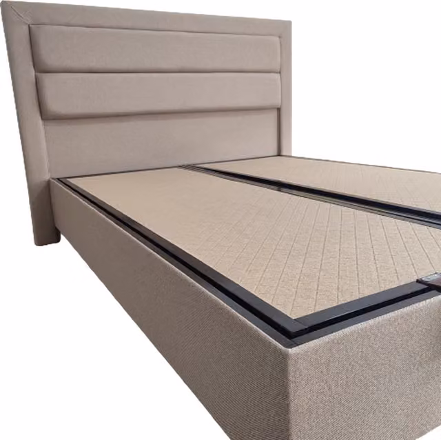 Woohoo Furniture Modern Upholstered Ottoman Divan Bed Frame with Lift Up Base in Beige or Brown